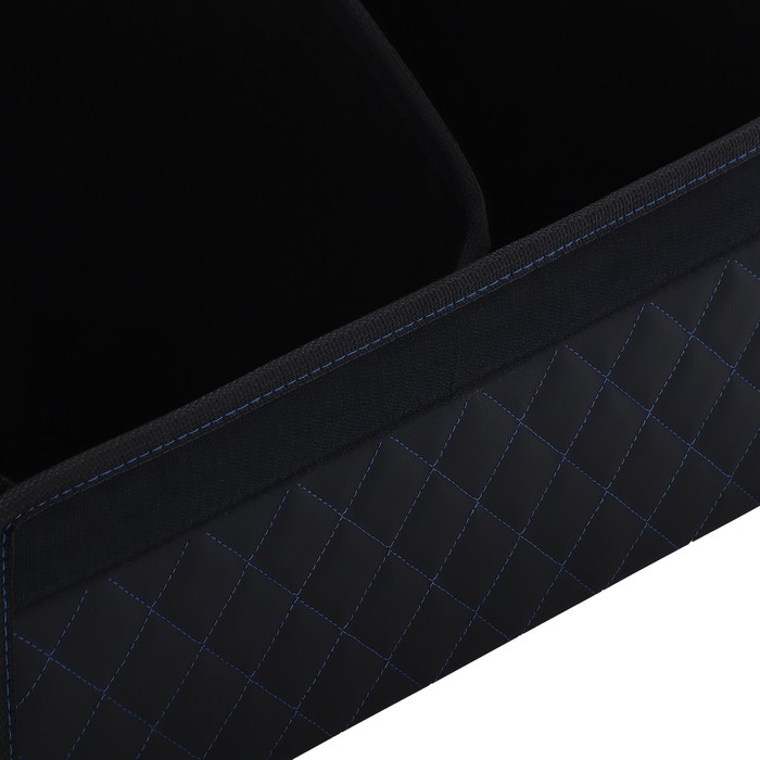 Органайзер кофр в багажник автомобиля LION, экокожа, ромб, 50×30×30 см, черно-синий Органайзер кофр в багажник автомобиля LION, экокожа, ромб, 50×30×30 см, черно-синий