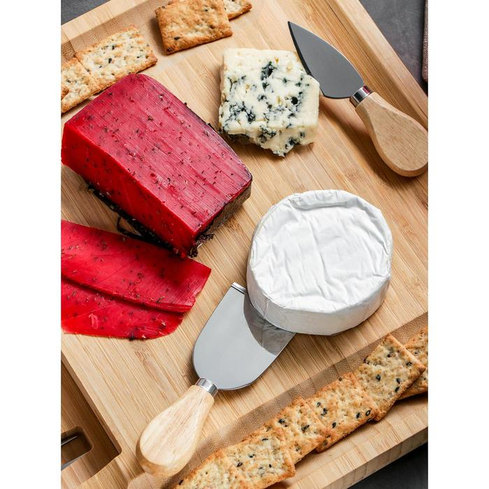 Набор для подачи сыра «Маасдам», 4 ножа, бамбук Набор для подачи сыра «Маасдам», 4 ножа, бамбук