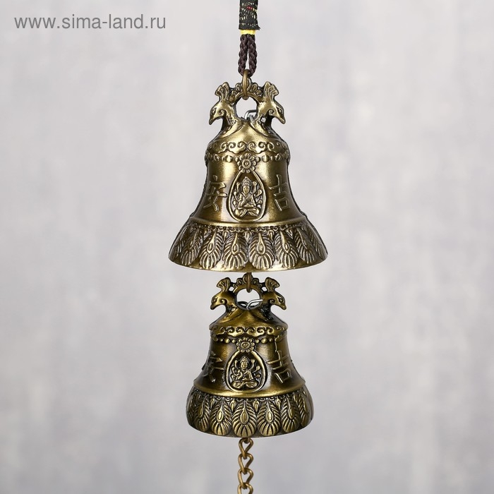 Колокольчик металл  Колокольчик металл "Феникс и будда" 2 колокольчика d=5 и d=4,2 см 29х5х5 см