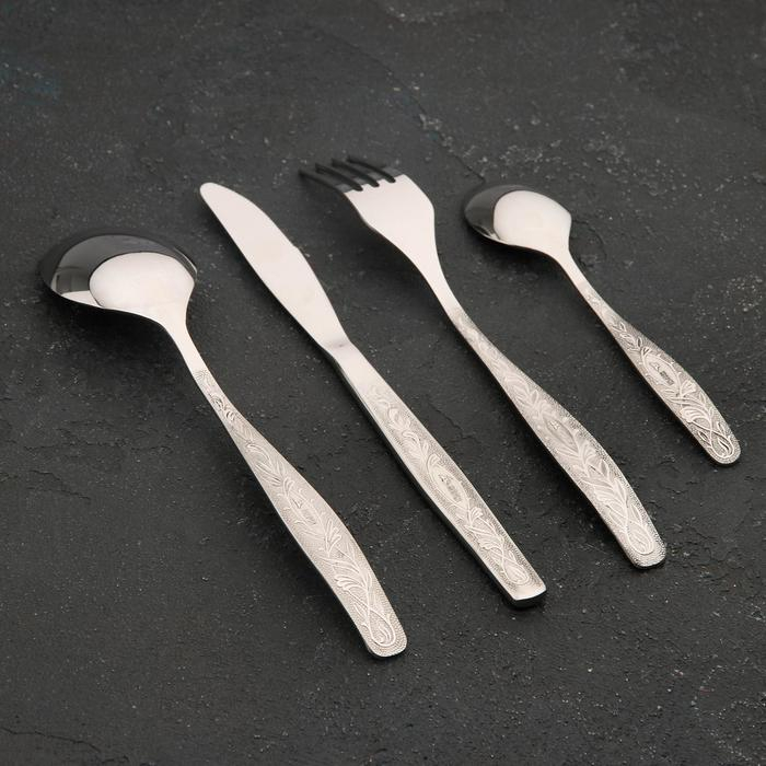 Набор столовый &laquo;Уралочка&raquo;, 24 предмета, толщина 2 мм, картонная коробка, цвет серебряный