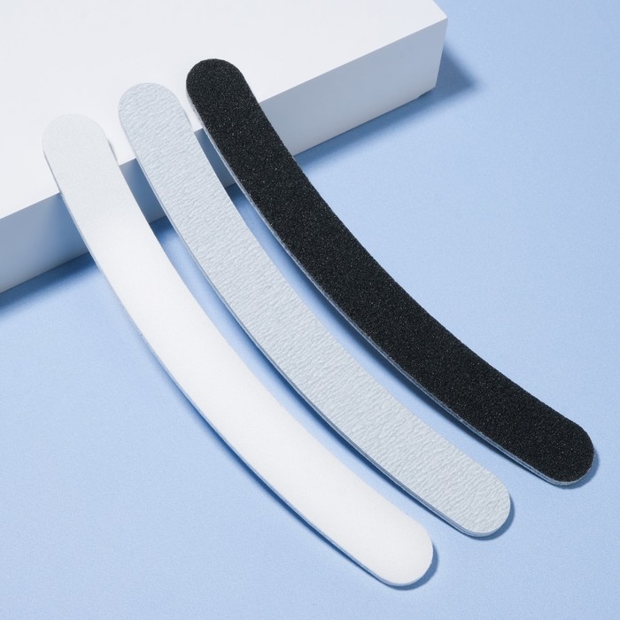 Набор пилок для ногтей, бумеранг, 100/180, 180/200, 200/240 грит, 18 см, 3 шт Набор пилок для ногтей, бумеранг, 100/180, 180/200, 200/240 грит, 18 см, 3 шт