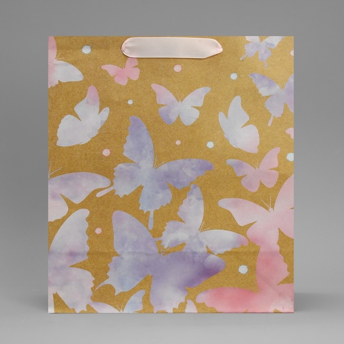 Пакет подарочный крафтовый вертикальный, упаковка, «Акварельный», ML 23 х 27 х 11,5 см Пакет подарочный крафтовый вертикальный, упаковка, «Акварельный», ML 23 х 27 х 11,5 см