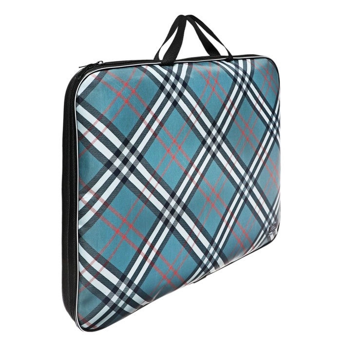 Папка для чертежей и рисунков А3, 470 х 350 х 20 мм, с ручками, текстильная, Calligrata "Клетка"