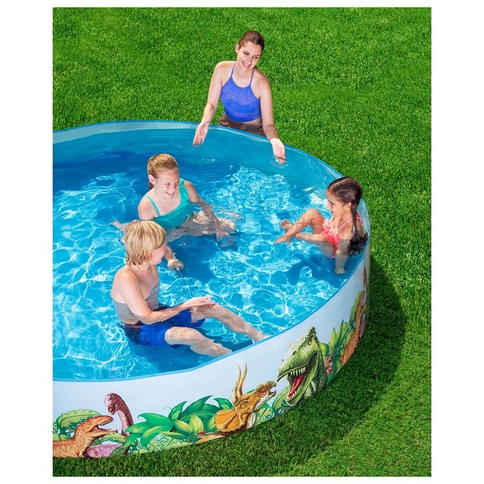 Бассейн Dinosaur Fill'N Fun, жёсткий борт, 244 х 46 см, 55001 Bestway Бассейн Dinosaur Fill'N Fun, жёсткий борт, 244 х 46 см, 55001 Bestway