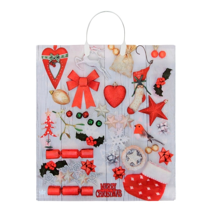 Новый год. Пакет  Новый год. Пакет "Коллаж сталь", полиэтиленовый с пластиковой ручкой, 44 х 40 см.