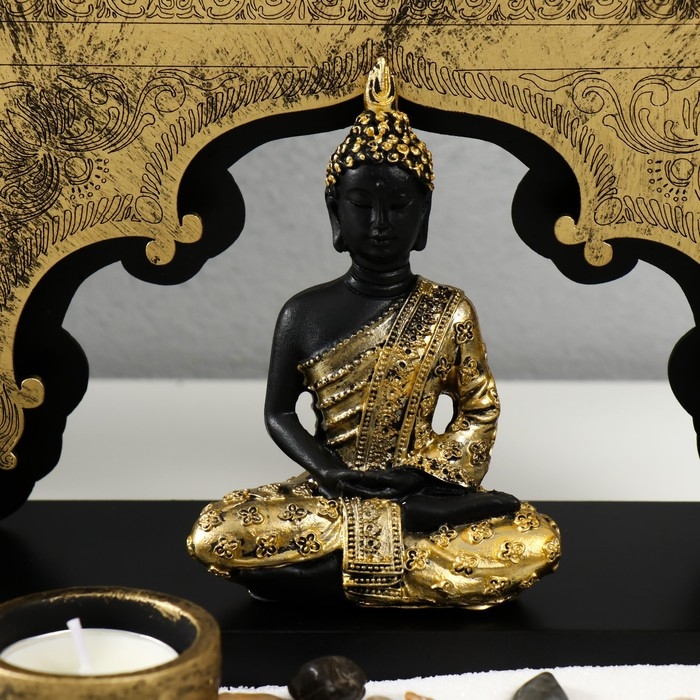 Сад камней Дзен  Сад камней Дзен "Будда во дворце у золотой арки" песок+свеча 21х16х14 см