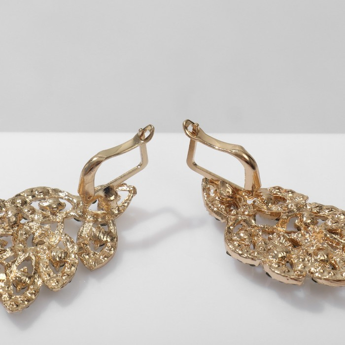 Серьги висячие со стразами «Вечерние» сплетение, цвет изумрудный в золоте, 8 см Серьги висячие со стразами «Вечерние» сплетение, цвет изумрудный в золоте, 8 см