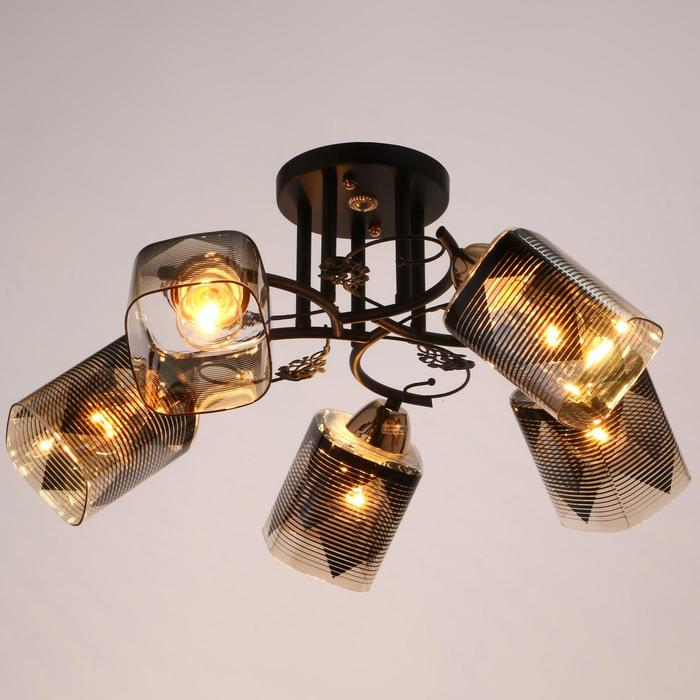 Люстра 10101/5 5х60Вт Е27, черный/янтарный, 56х56х28 см Люстра 10101/5 5х60Вт Е27, черный/янтарный, 56х56х28 см