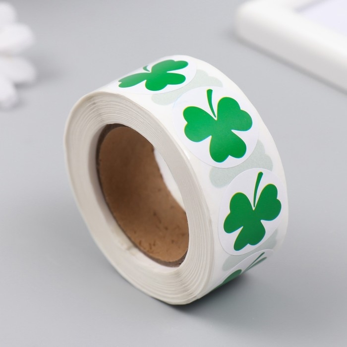 Наклейка бумага Наклейка бумага "Клевер" d=2,5 см 500 шт в рулоне