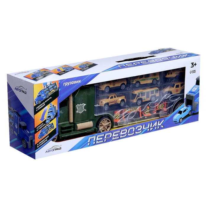 Грузовик &laquo;Перевозчик&raquo;, в комплекте 6 машин и дорожные знаки