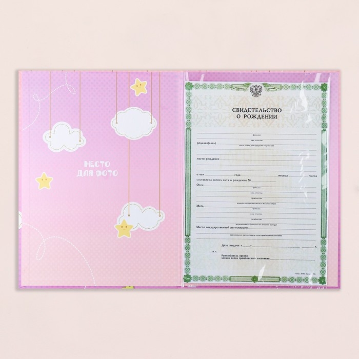 Свидетельство о рождении Свидетельство о рождении "Цветочек" тиснение, А4