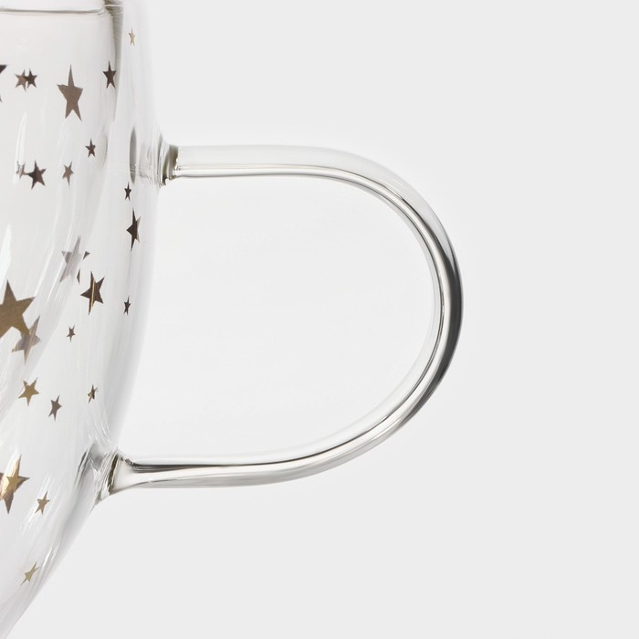 Кружка стеклянная с двойными стенками Доляна «Дуо. Звёзды», 160 мл, 12,5×9×7,5 см Кружка стеклянная с двойными стенками Доляна «Дуо. Звёзды», 160 мл, 12,5×9×7,5 см