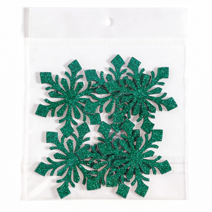 Новый год! Декор «Снежинки» на клеевой основе, набор 6 шт., цвет зелёный Новый год! Декор «Снежинки» на клеевой основе, набор 6 шт., цвет зелёный