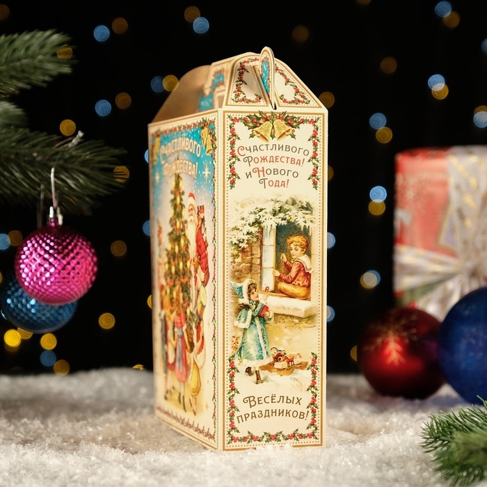 Новый год. Коробка подарочная складная Новый год. Коробка подарочная складная "Светлое Рождество" 17 х 7 х 25,5 см.