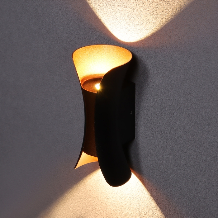 Светильник фасадный «Элегант», FSD-090, 6 Вт, 3000К, IP65, 220 В, металл, черно-золотистый   1008543