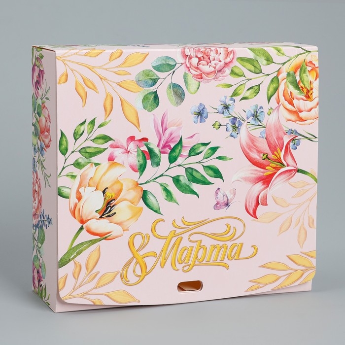 Коробка подарочная складная, упаковка, «8 марта», 20 х 18 х 5 см Коробка подарочная складная, упаковка, «8 марта», 20 х 18 х 5 см
