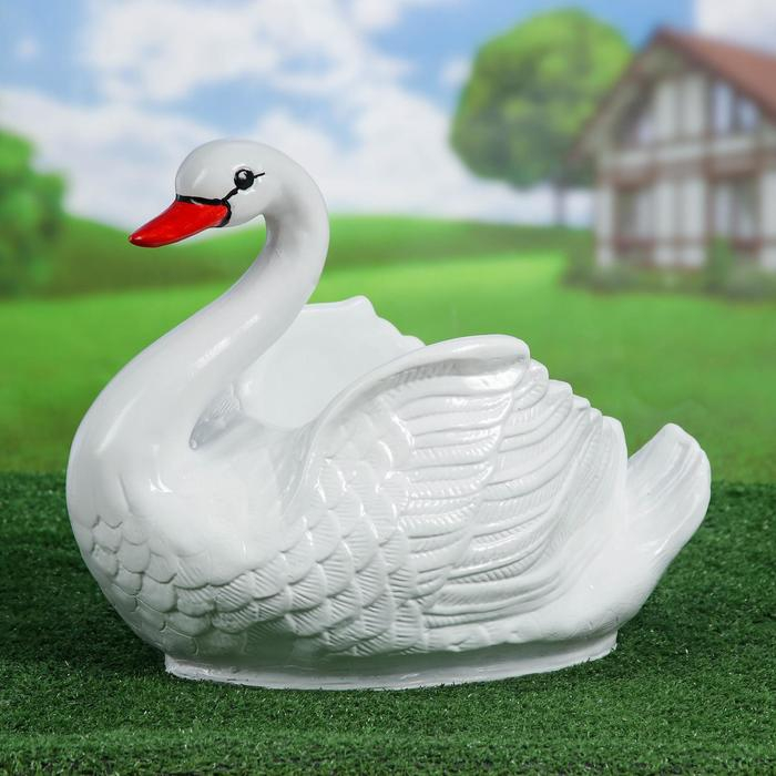 Фигурное кашпо Фигурное кашпо "Лебедь" средний белый