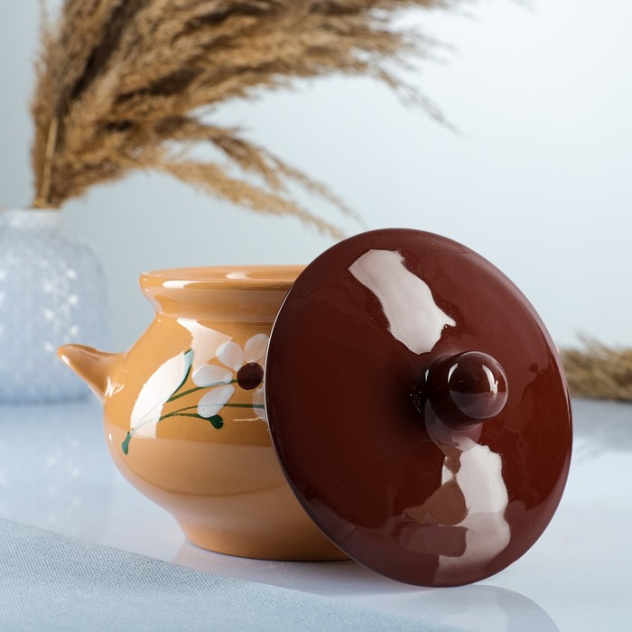 Горшок керамический для запекания  Горшок керамический для запекания "Русский" 0,95л / 14х15см, ромашка