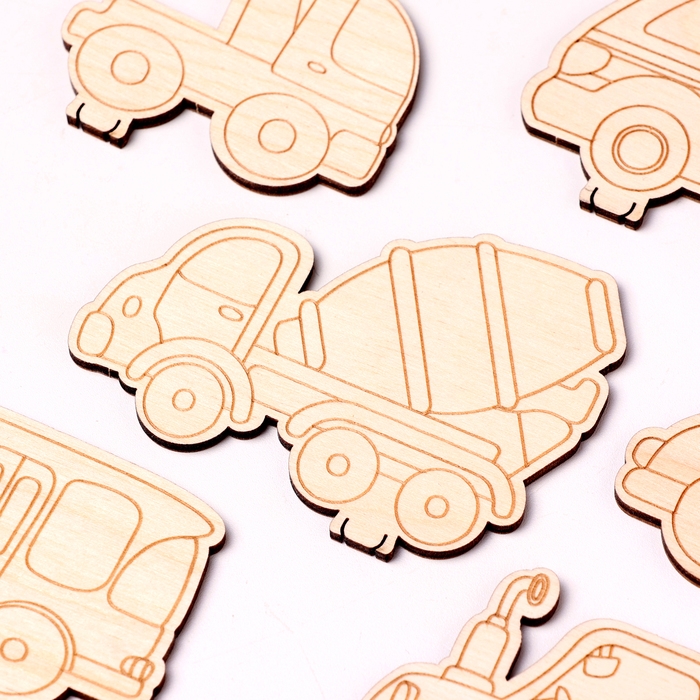 Деревянная объемная раскраска Деревянная объемная раскраска "Транспорт", 6 фигур, подставка