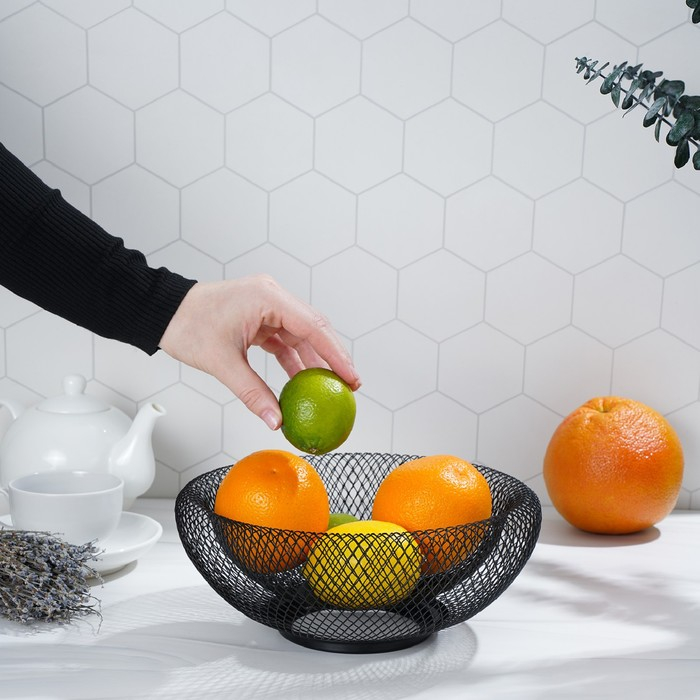 Фруктовница Доляна Grid, 25×25×10 см, цвет чёрный Фруктовница Доляна Grid, 25×25×10 см, цвет чёрный