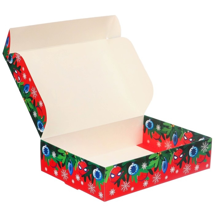 Новый год. Коробка подарочная, Новый год. Коробка подарочная, "С Новым годом", 21 х 15 х 5 см, Человек-паук
