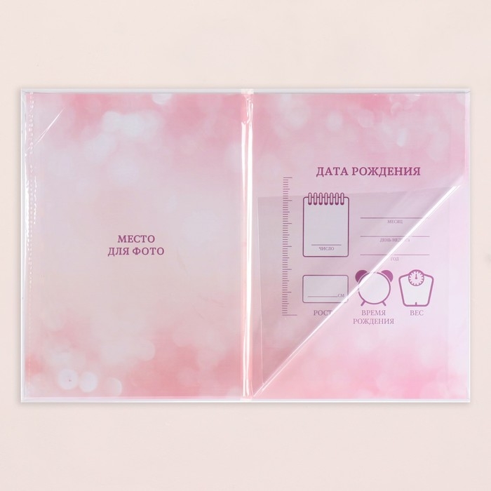 Папка под свидетельство о рождении Папка под свидетельство о рождении "Зайчик" розовый тон, А5