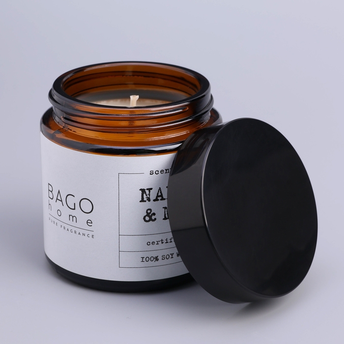 Свеча ароматическая в банке  Свеча ароматическая в банке "Мята и апельсин", совый воск, 88 г