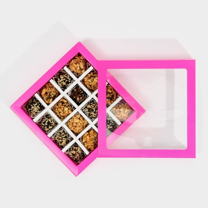 Коробка для конфет, кондитерская упаковка, 16 ячеек, «Фуксия» 17.7 х 17.7 х 3.8 см Коробка для конфет, кондитерская упаковка, 16 ячеек, «Фуксия» 17.7 х 17.7 х 3.8 см