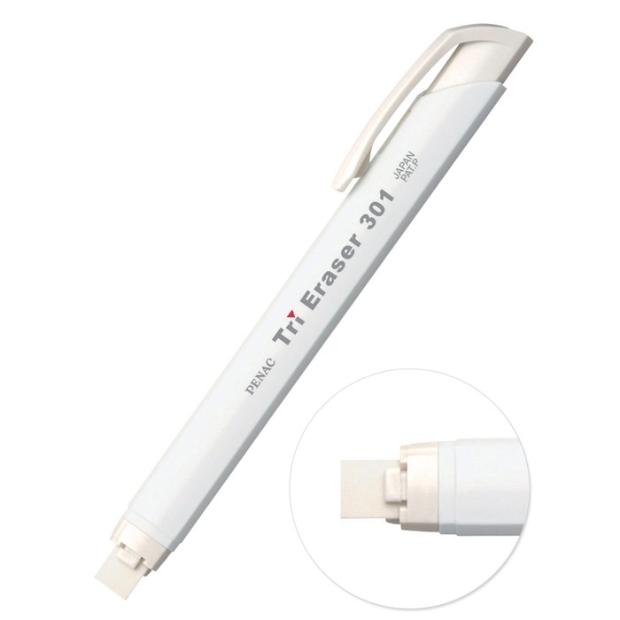 Ластик с держателем Penac Tri Eraser, выдвижной, белый корпус Ластик с держателем Penac Tri Eraser, выдвижной, белый корпус