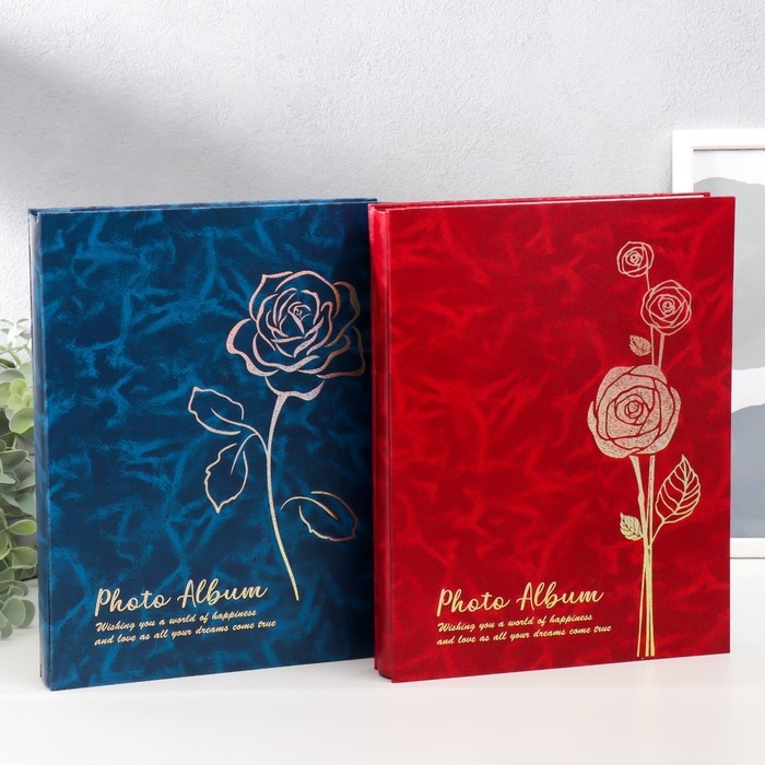 Фотоальбом на 200 фото 10х15 см Фотоальбом на 200 фото 10х15 см "Золотая розочка" МИКС 29,5х22,5х3,5 см