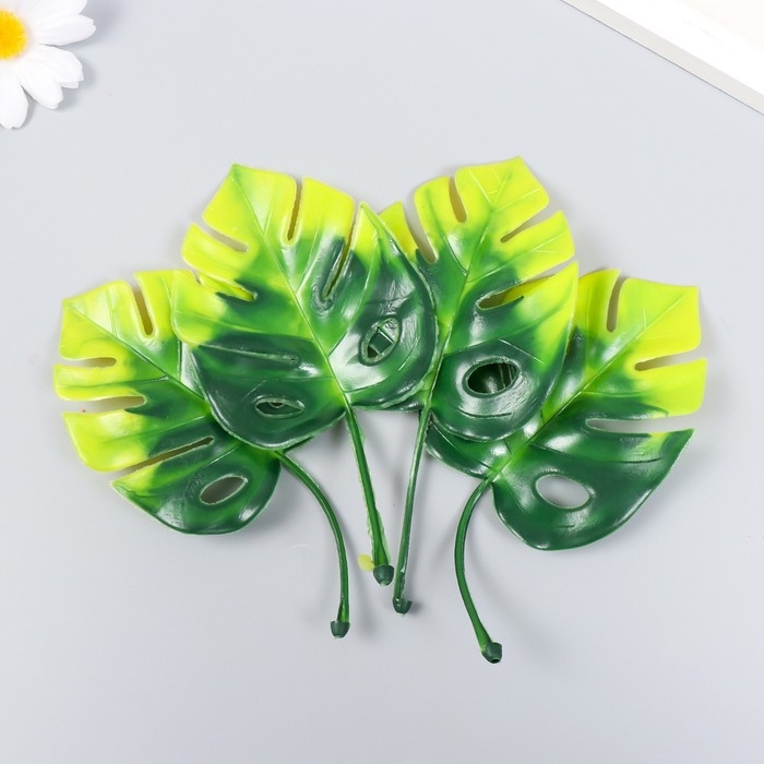 Декор для творчества Декор для творчества "Лист монстеры" набор 4 шт зелёный 7х13 см