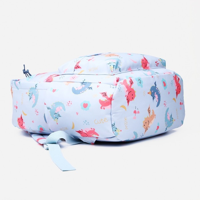 Рюкзак школьный из текстиля на молнии, наружный карман, цвет голубой