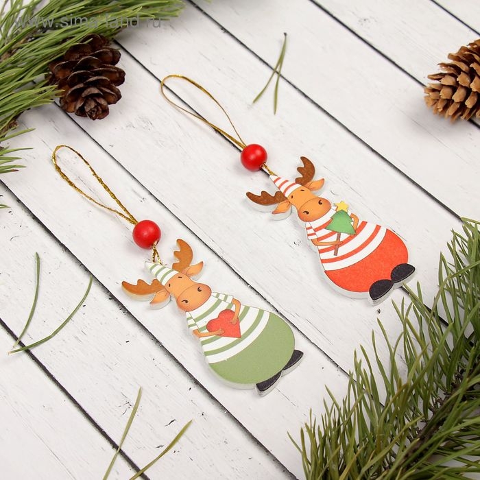 Подвеска новогодняя «Олень Рудольф», односторонняя, МИКС Подвеска новогодняя «Олень Рудольф», односторонняя, МИКС