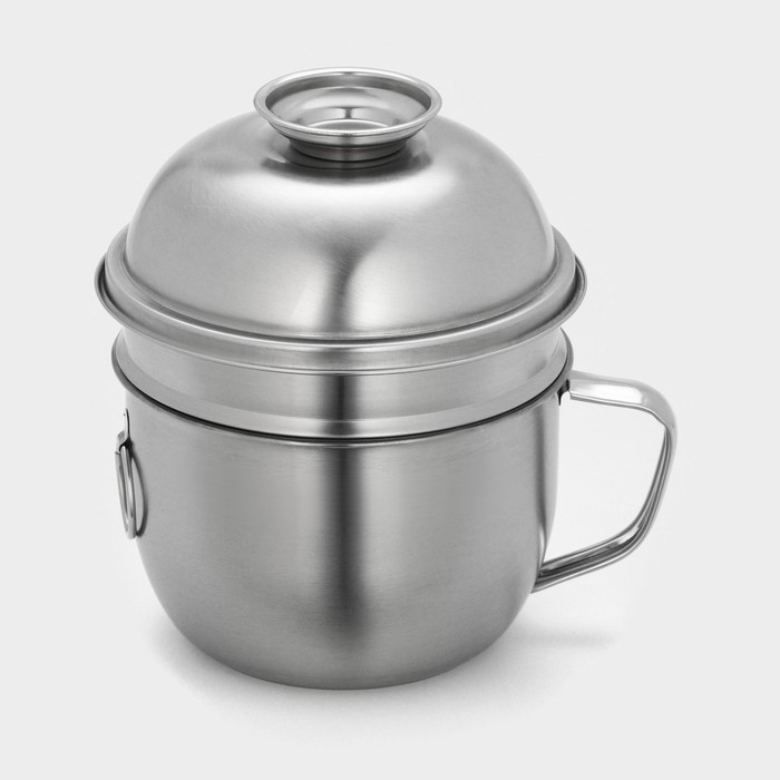 Набор посуды из нержавеющей стали &laquo;Турист&raquo;, 3 предмета: кружка 1,35 л, миска 650 мл, тарелка 300 мл, цвет хромированный