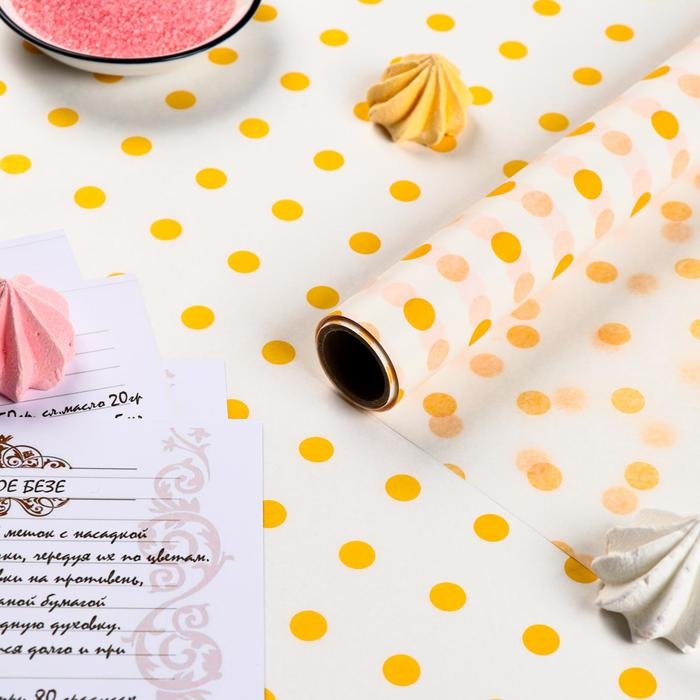 Бумага силиконизированная «Горох», желтый, для выпечки, 0,38 х 5 м Бумага силиконизированная «Горох», желтый, для выпечки, 0,38 х 5 м