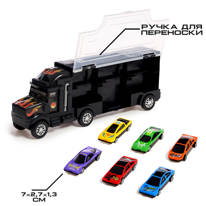 Грузовик «Перевозчик», 6 металлических машин в комплекте + игра Грузовик «Перевозчик», 6 металлических машин в комплекте + игра