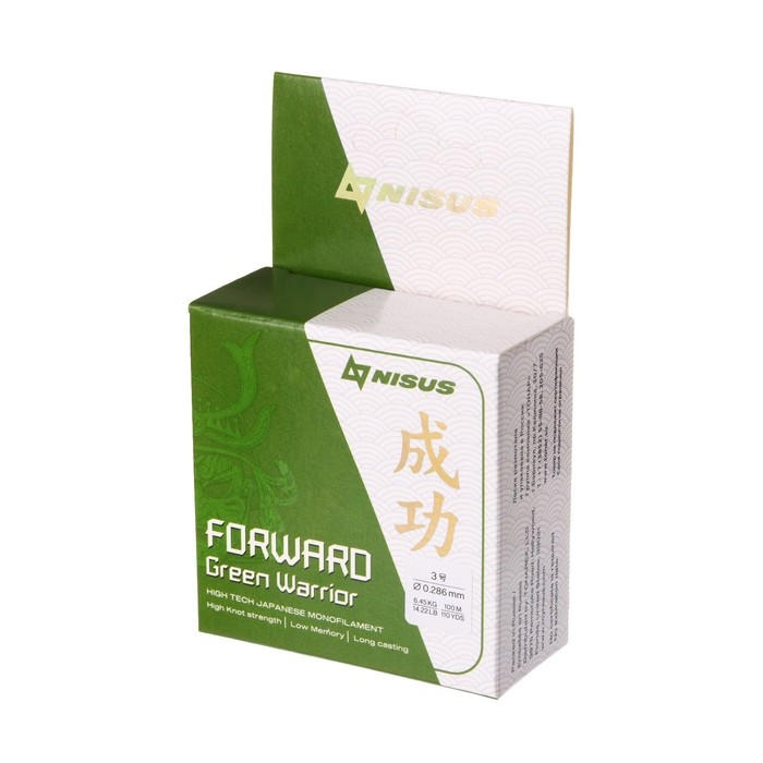 Леска NISUS FORWARD Warrior, диаметр 0.286 мм, тест 6.45 кг, 100 м, зелёная Леска NISUS FORWARD Warrior, диаметр 0.286 мм, тест 6.45 кг, 100 м, зелёная
