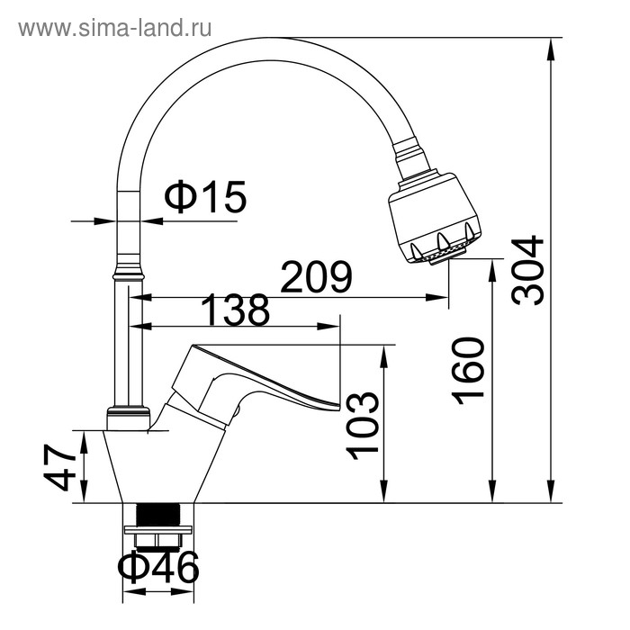 Cмеситель для кухни Accoona A84812, однорычажный, гибкий излив, силумин, хром Cмеситель для кухни Accoona A84812, однорычажный, гибкий излив, силумин, хром
