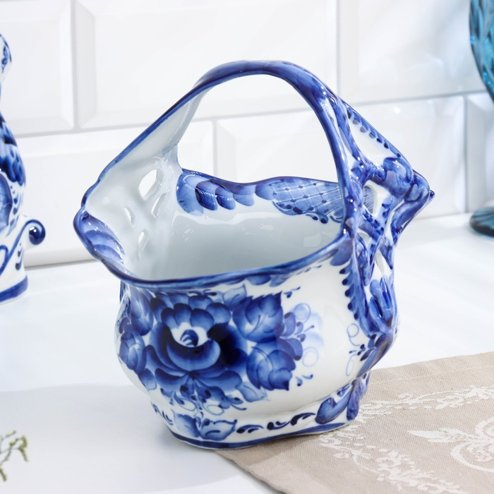 Конфетница «Весна», 21×13×18 см, гжель