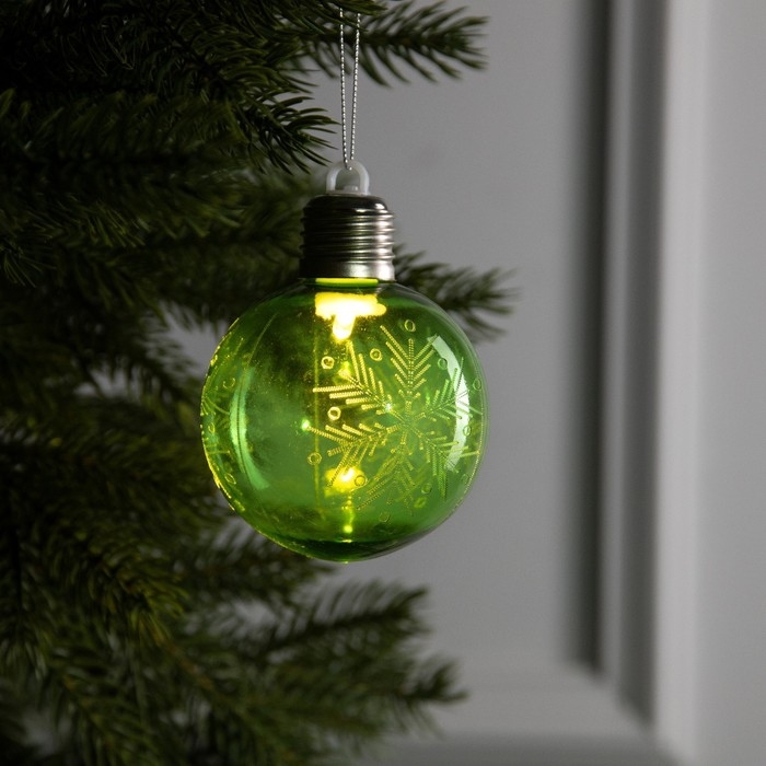 Ёлочный шар «Снежинка», батарейки, 1 LED, свечение тёплое белое Ёлочный шар «Снежинка», батарейки, 1 LED, свечение тёплое белое