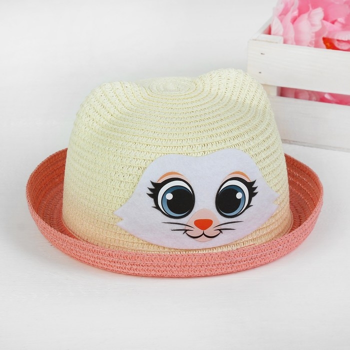 Панама детская соломенная для девочки «Кисуля», р-р 54, 2-5 лет Панама детская соломенная для девочки «Кисуля», р-р 54, 2-5 лет