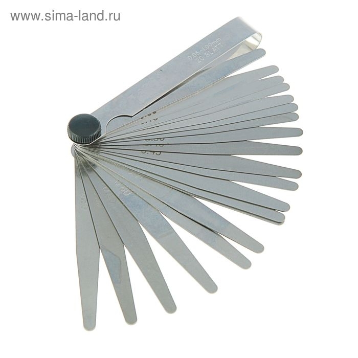 Щуп веерный  Щуп веерный "СЕРВИС КЛЮЧ", 0.05-1.0 мм, шаг 0.05 мм, 20 листов, в блистере