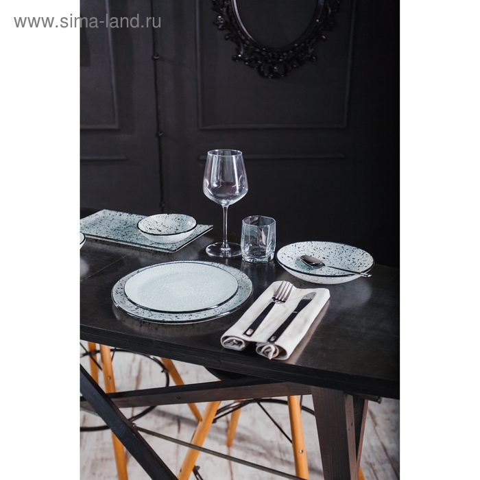 Тарелка стеклянная обеденная Magistro «Мрамор», d=20 см, цвет белый Тарелка стеклянная обеденная Magistro «Мрамор», d=20 см, цвет белый