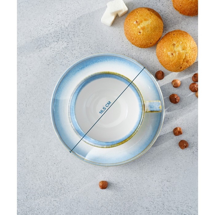 Чайная пара фарфоровая Magistro «Пэвэти», 2 предмета: чашка 220 мл, блюдце d=16,5 см, цвет голубой Чайная пара фарфоровая Magistro «Пэвэти», 2 предмета: чашка 220 мл, блюдце d=16,5 см, цвет голубой