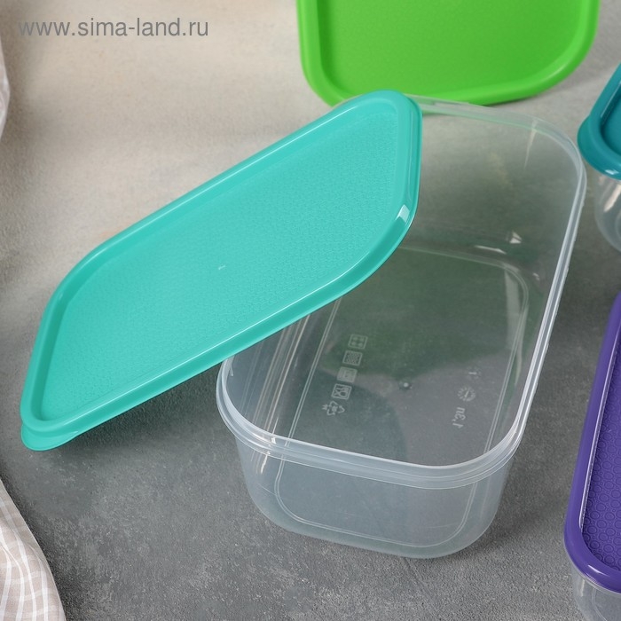 Набор пищевых контейнеров «Радуга», 5 шт: 250 мл, 450 мл, 800 мл, 1,3 л, 2,1 л, прозрачные, крышки микс Набор пищевых контейнеров «Радуга», 5 шт: 250 мл, 450 мл, 800 мл, 1,3 л, 2,1 л, прозрачные, крышки микс