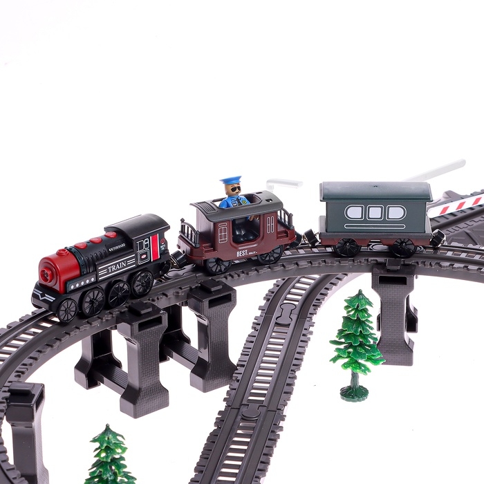 Железная дорога «Ретро», работает от батареек, световые и звуковые эффекты, детская Железная дорога «Ретро», работает от батареек, световые и звуковые эффекты, детская