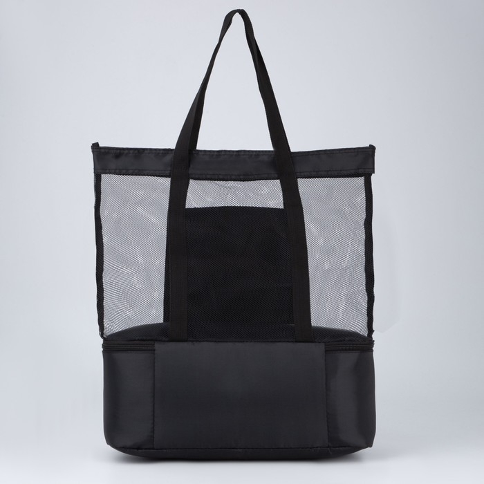 Сумка - шопер пляжная c термо-карманом , 42х37х15 см, чёрный цвет Сумка - шопер пляжная c термо-карманом , 42х37х15 см, чёрный цвет