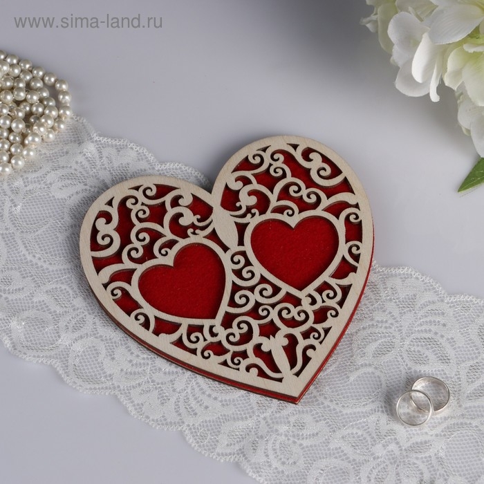 Подставка под кольца Подставка под кольца "Сердце", красная, 16,5х16,5 см