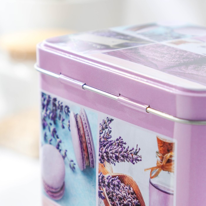 Банка с крышкой для сыпучих продуктов «Лаванда-3», 2,7 л, 9,5×21,5 см, прямоугольная