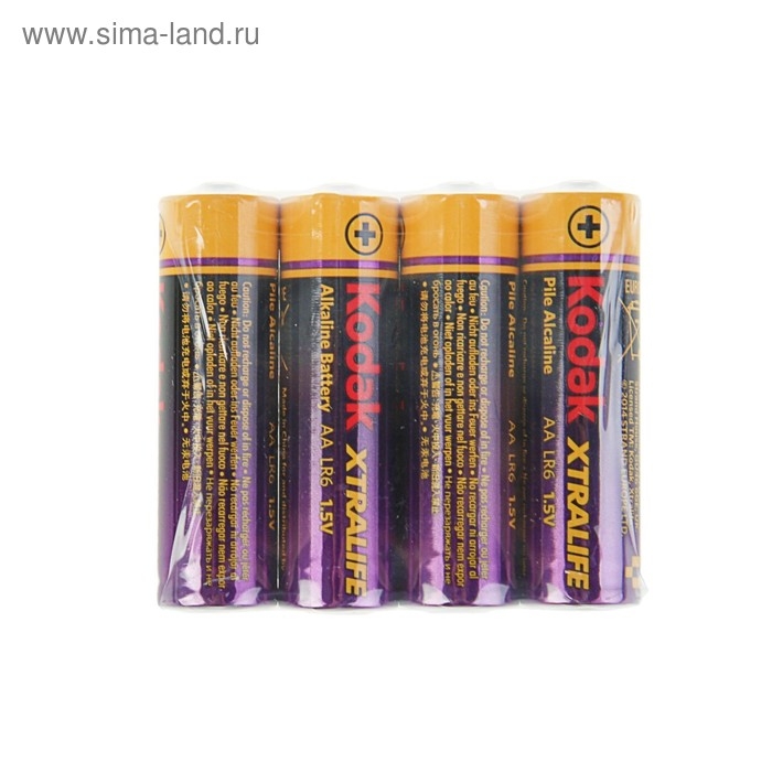 Батарейка алкалиновая Kodak XtraLife, AA, LR6-4S, 1.5В, спайка, 4 шт. Батарейка алкалиновая Kodak XtraLife, AA, LR6-4S, 1.5В, спайка, 4 шт.